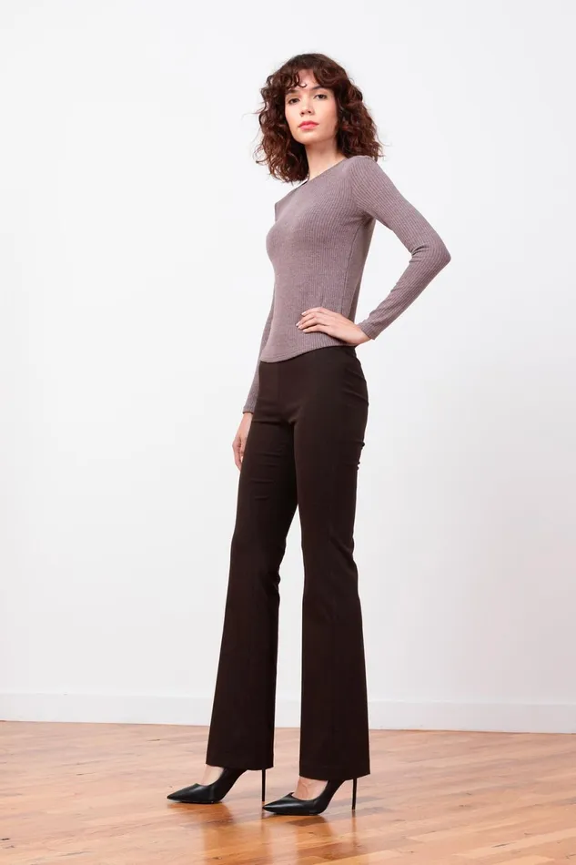 Avenue Montaigne BECCA Flannel Brown Women Pants Avenue Montaigne BECCA Flannel Brown Women Pants