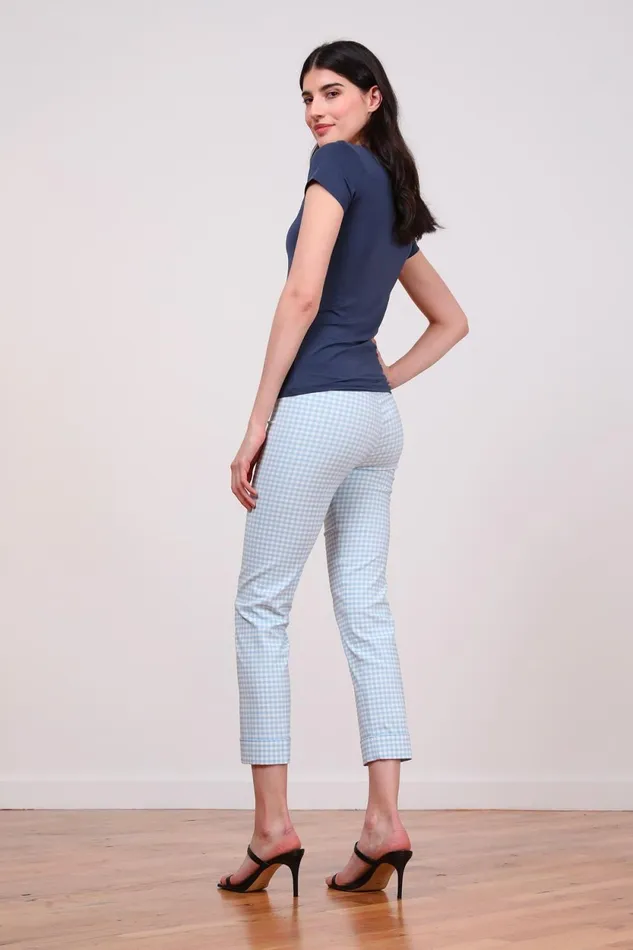 Avenue Montaigne OLIVER Check Baby Blue Women Pants Avenue Montaigne OLIVER Check Baby Blue Women Pants