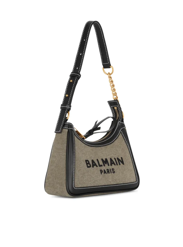 BArmy Canvas Bag With Leather Inserts Khaki Women Balmain Handbags