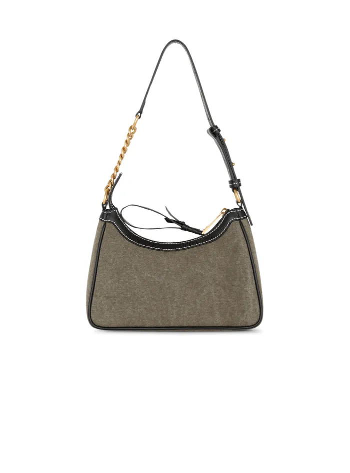 BArmy Canvas Bag With Leather Inserts Khaki Women Balmain Handbags
