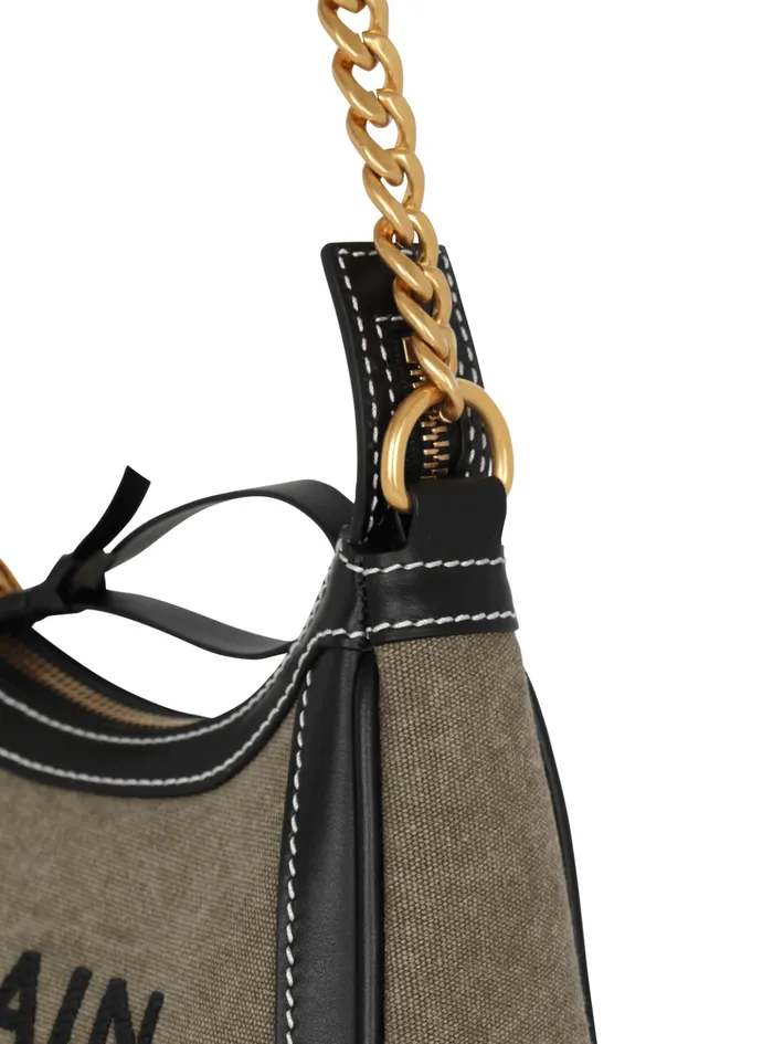 BArmy Canvas Bag With Leather Inserts Khaki Women Balmain Handbags