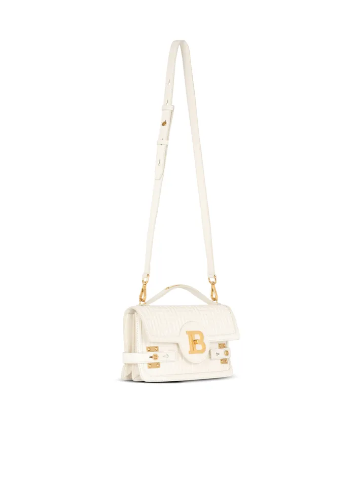 BBuzz 24 Monogrammed Grained Leather Bag Beige Women Balmain Handbags