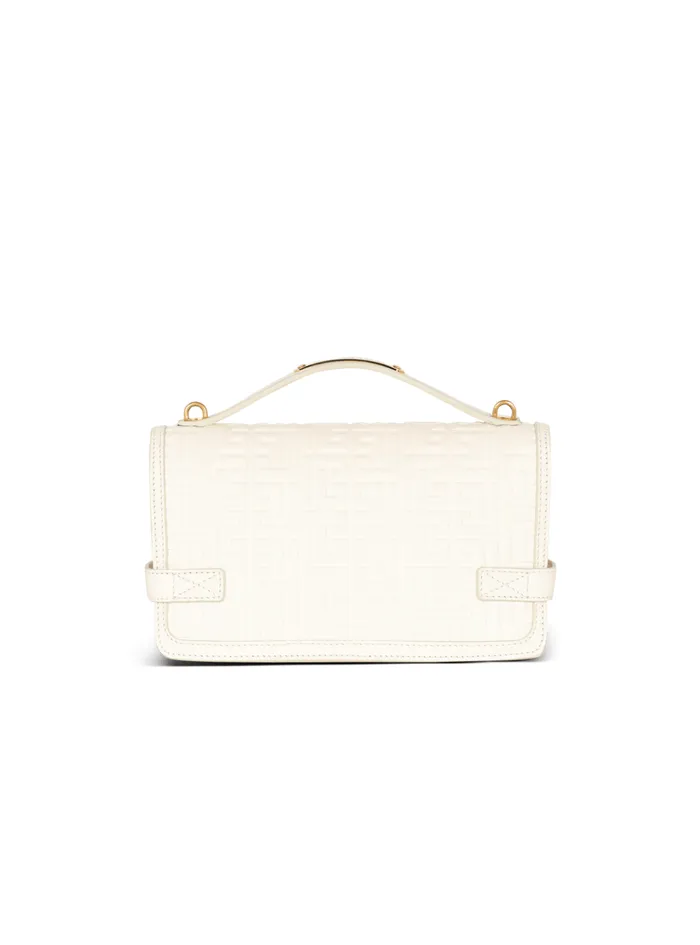BBuzz 24 Monogrammed Grained Leather Bag Beige Women Balmain Handbags