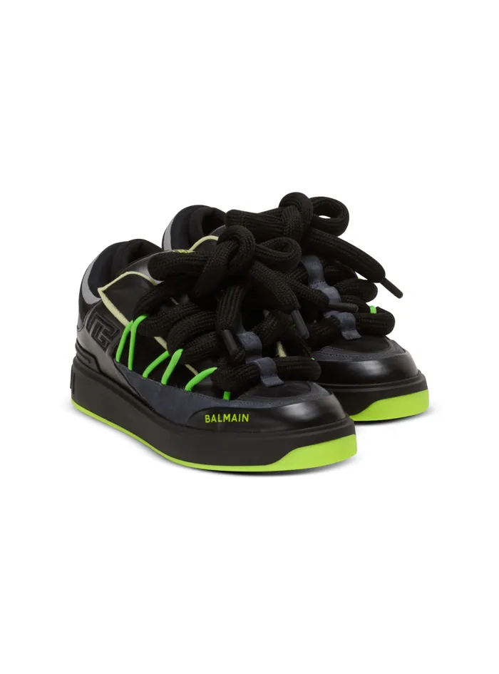 BCourt Puffy Skate Sneakers In Calfskin And Suede Black Men Balmain Sneakers
