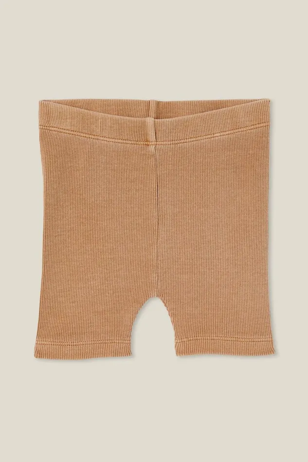 Baby Bottoms Cotton On Rain Rib Bike Shorties Taupy Brown Wash