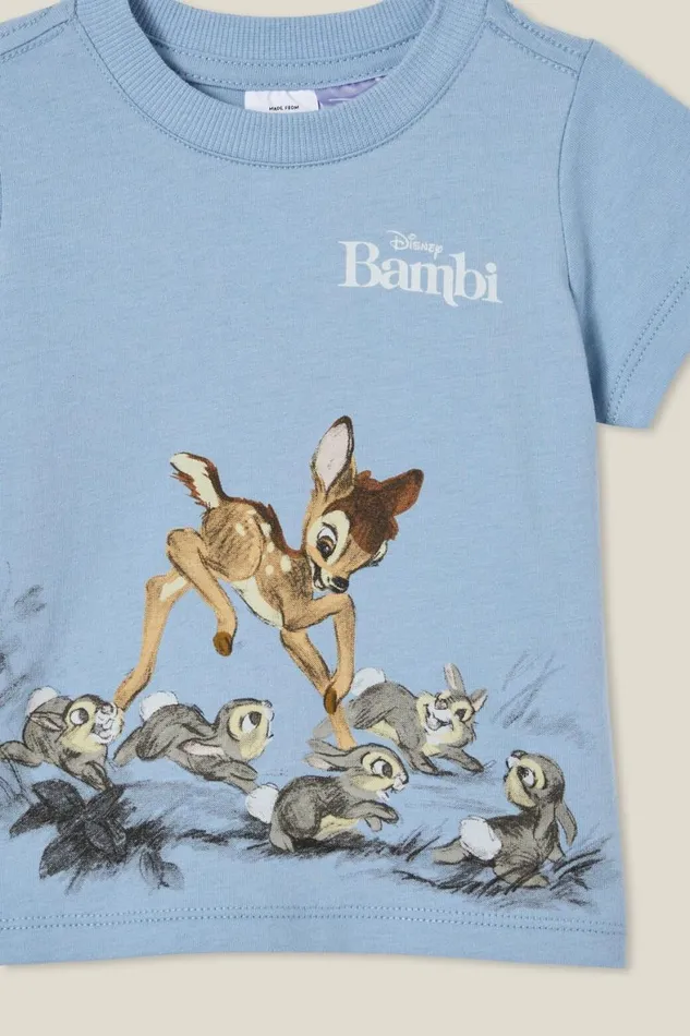 Baby Tops Jackets and Sweaters Cotton On Jamie Short Sleeve TeeLicense Lcn Dis Dusty Bluebambi And Rabbits