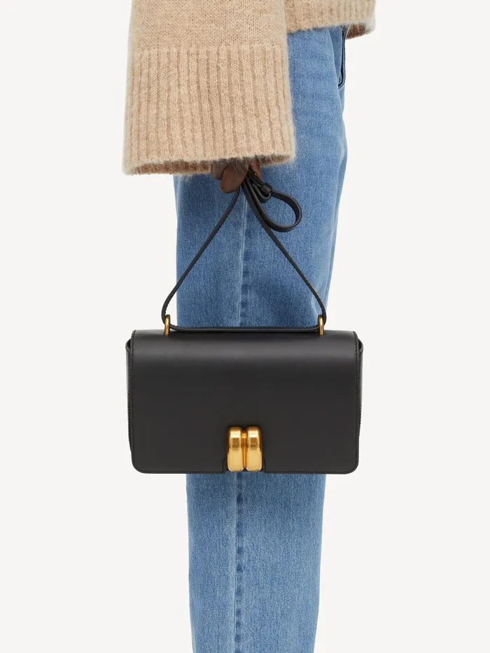Bags Women By Malene Birger Noval Leather Shoulder Bag Black