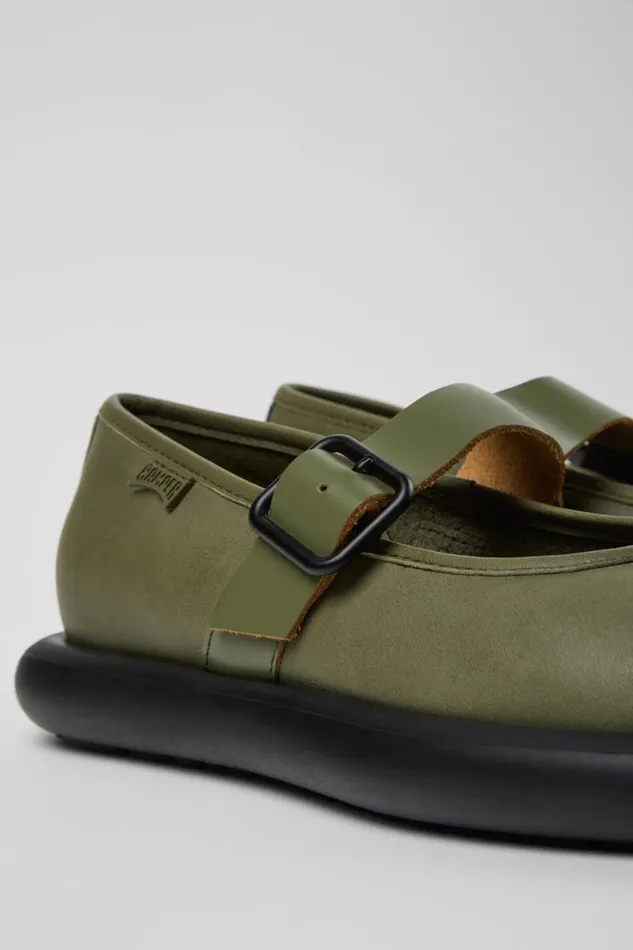 Ballerinas Women Camper Onda Green Leather Shoe