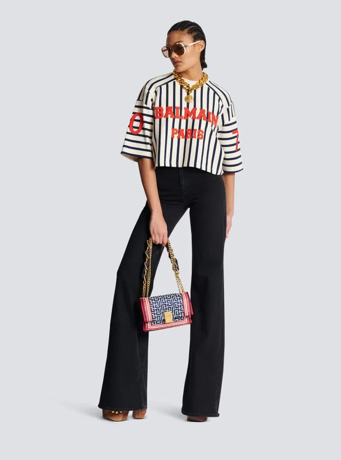Baseball Cropped TShirt Multicolor Women Balmain TShirts