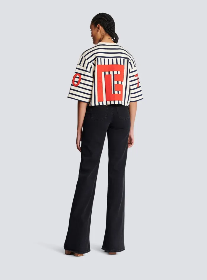 Baseball Cropped TShirt Multicolor Women Balmain TShirts