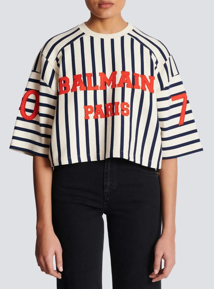 Baseball Cropped TShirt Multicolor Women Balmain TShirts