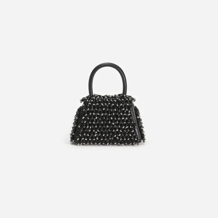Black Embellished Micro Bow Bag Women Self Portrait Micro