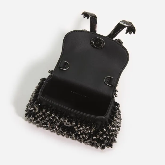 Black Embellished Micro Bow Bag Women Self Portrait Micro