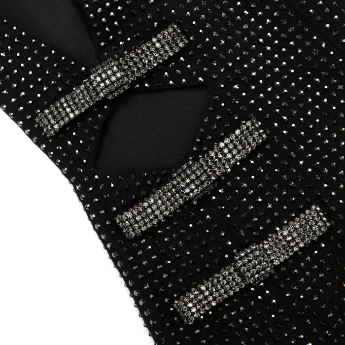 Black Rhinestone Crepe Mini Dress Women Self Portrait Dresses Black Rhinestone Crepe Mini Dress Women Self Portrait Dresses