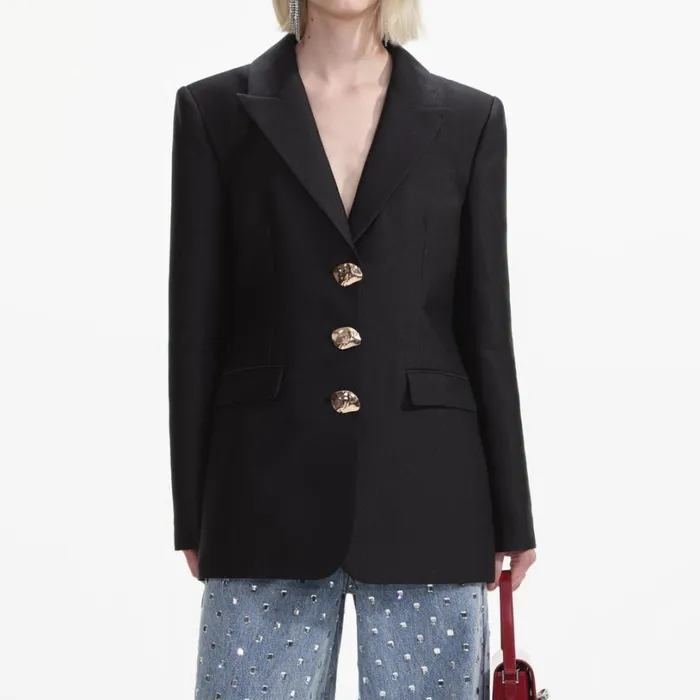 Black Taffeta Blazer Women Self Portrait Outerwear Black Taffeta Blazer Women Self Portrait Outerwear