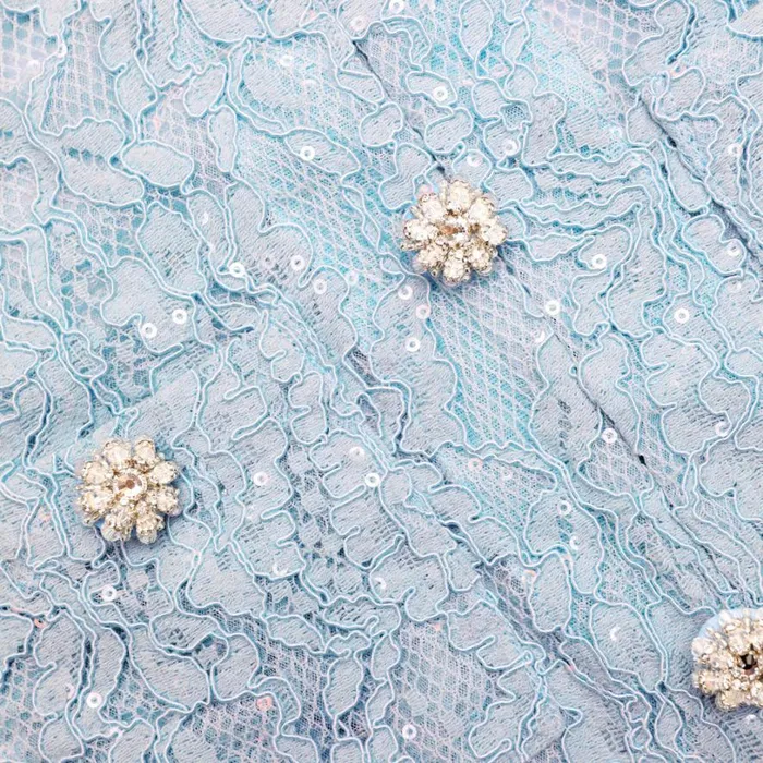 Blue Lace Embellished Top Women Self Portrait Tops Blue Lace Embellished Top Women Self Portrait Tops