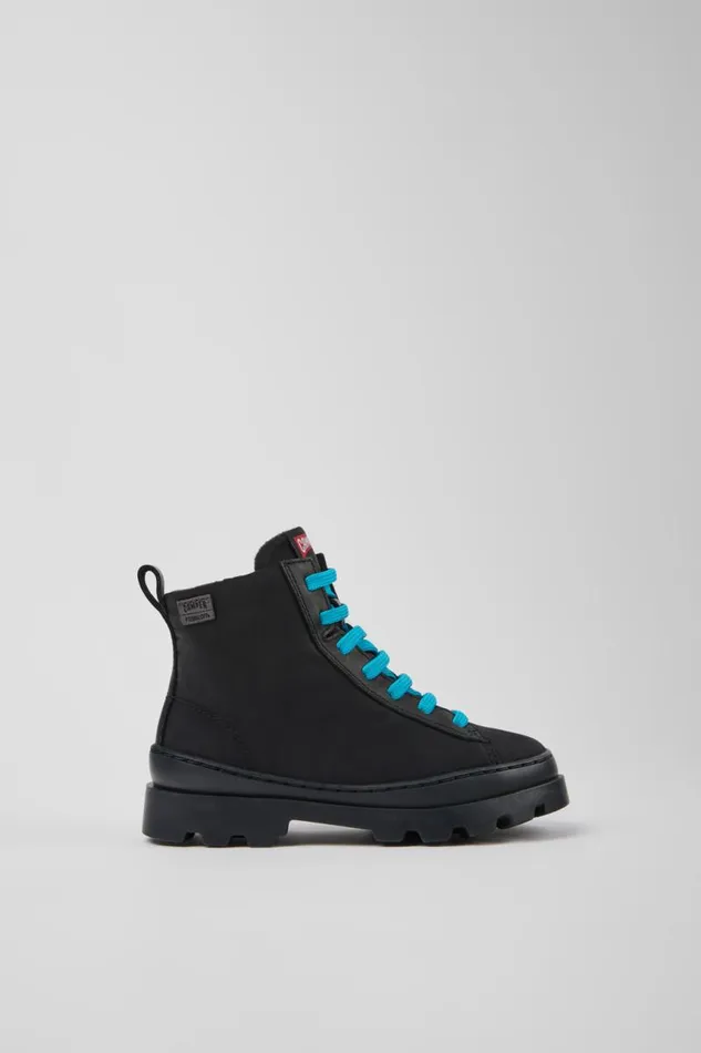 Boots Kids Camper Brutus Black Textile And Leather Ankle Boots