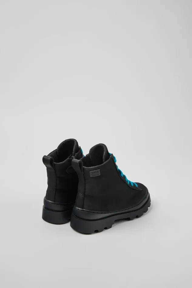 Boots Kids Camper Brutus Black Textile And Leather Ankle Boots