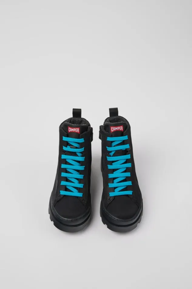 Boots Kids Camper Brutus Black Textile And Leather Ankle Boots
