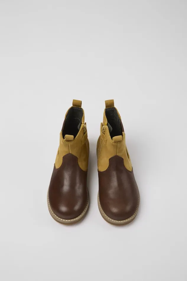 Boots Kids Camper Savina Brown Nubuck And Leather Ankle Boots Boots Kids Camper Savina Brown Nubuck And Leather Ankle Boots