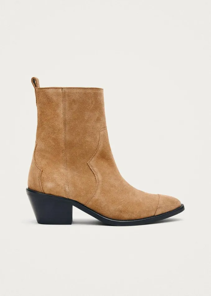 Boots Women ALOHAS Austin Suede Tan Leather Ankle Boots