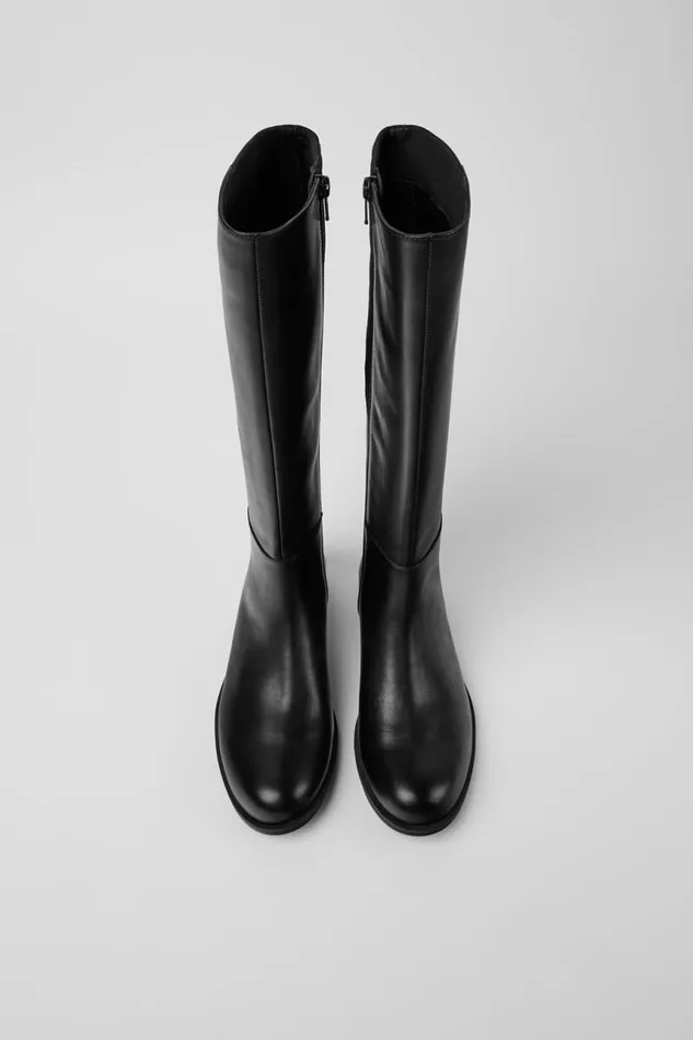Boots Women Camper Mil Black Leather And Textile Black Boots
