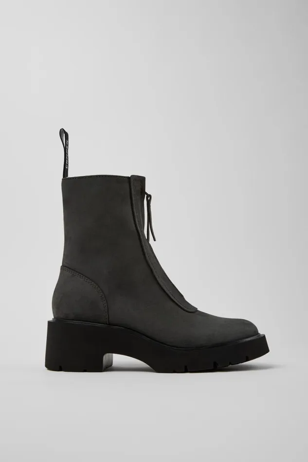 Boots Women Camper Milah Gray Nubuck Mid Boots Boots Women Camper Milah Gray Nubuck Mid Boots