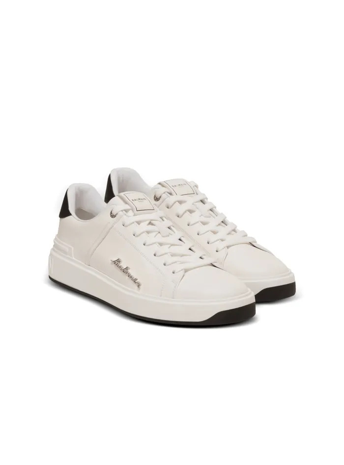Calfskin BCourt Sneakers With Logo White Men Balmain Sneakers