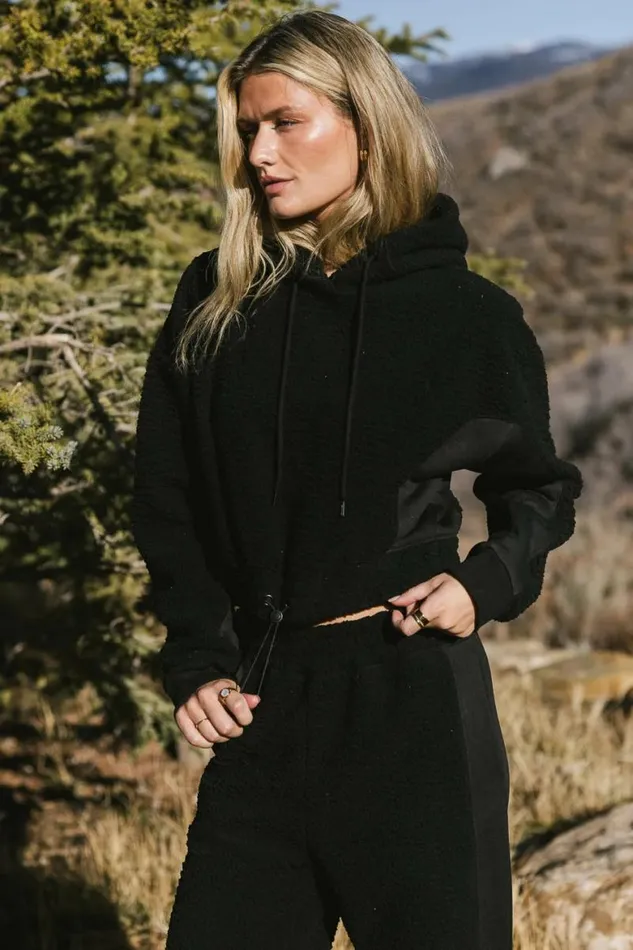 Callie Sherpa Hoodie In Black Black Women Bohme Sets