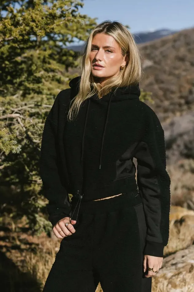 Callie Sherpa Hoodie In Black Black Women Bohme Sets