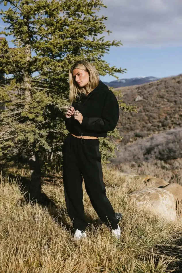 Callie Sherpa Hoodie In Black Black Women Bohme Sets