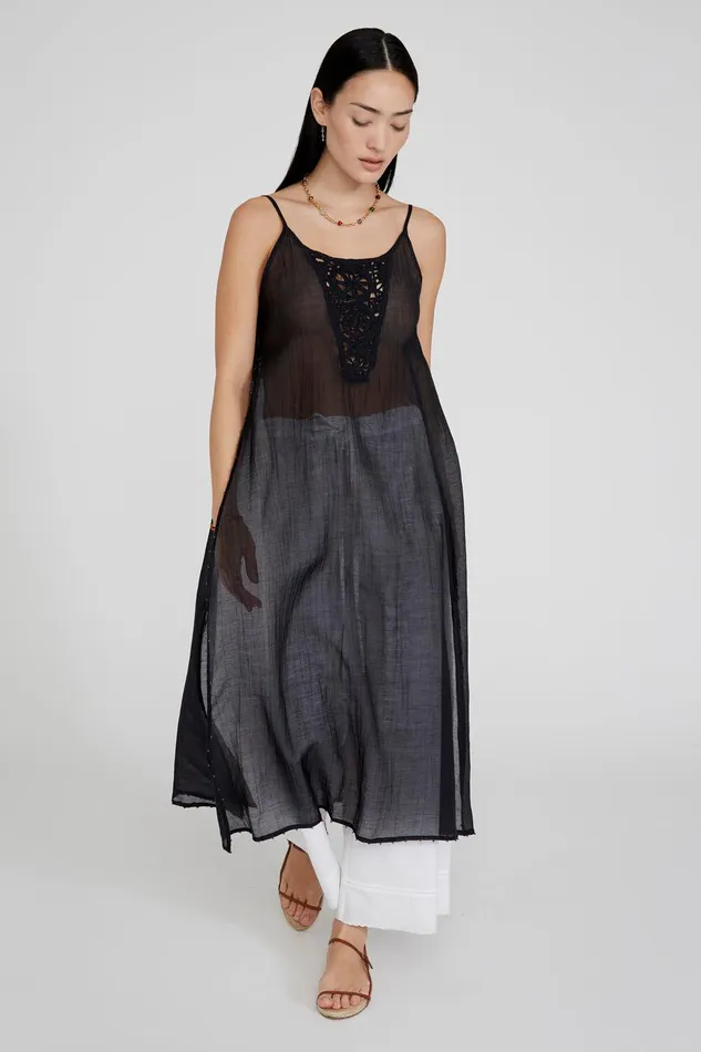 Carmen Crochet Tunic Black Women Chan Luu Dresses