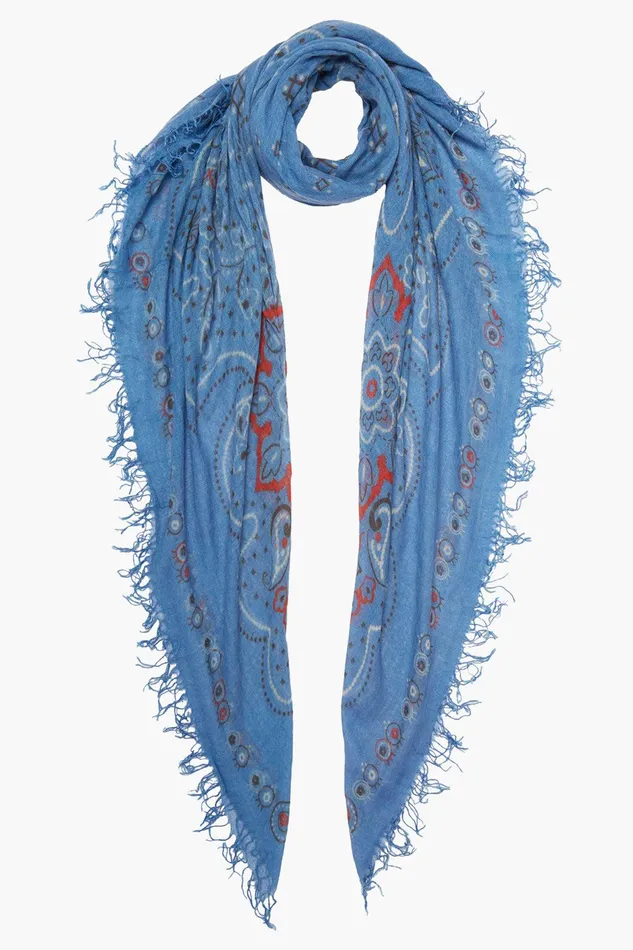 Cashmere And Silk Scarf Blue Mandala Women Chan Luu Scarves