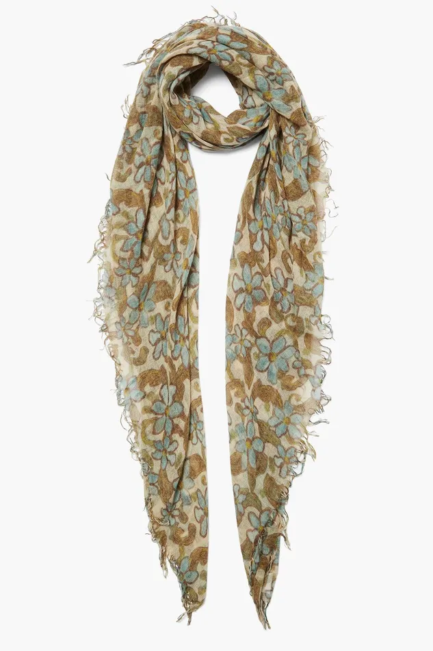 Cashmere And Silk Scarf Cloud Cream Daisy Floral Women Chan Luu Scarves