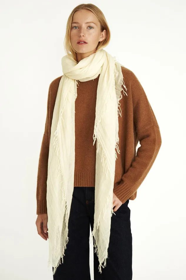 Cashmere And Silk Scarf Pale Yellow Women Chan Luu Scarves
