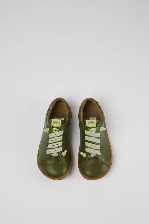 Casual Shoes Kids Camper Peu Green Leather Slipon