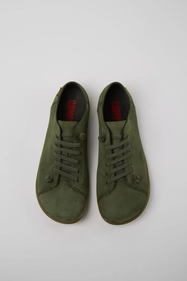 Casual Shoes Men Camper Peu Green Nubuck Shoes