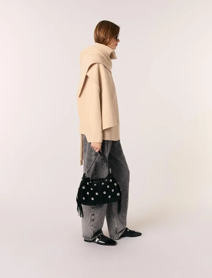 Coats Women Maje DoubleFaced Coat With Scarf Beige