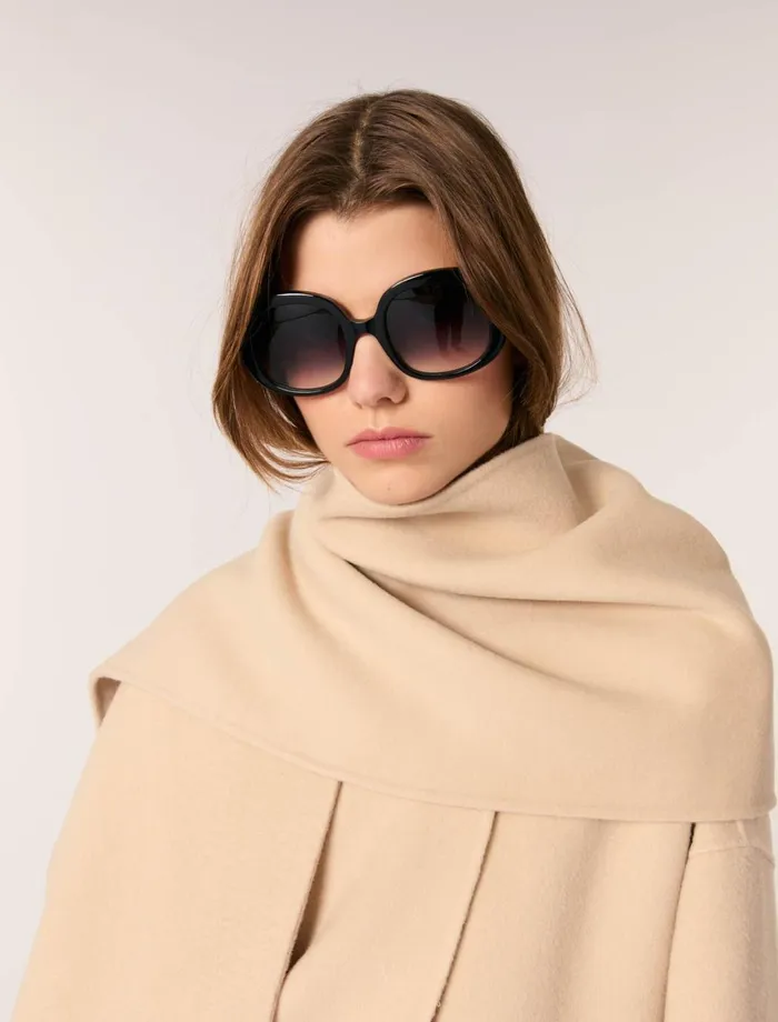 Coats Women Maje DoubleFaced Coat With Scarf Beige
