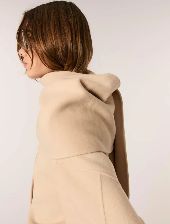 Coats Women Maje DoubleFaced Coat With Scarf Beige