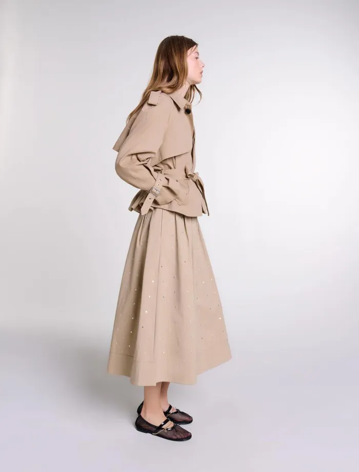Coats Women Maje Short Studded Trench Coat Beige