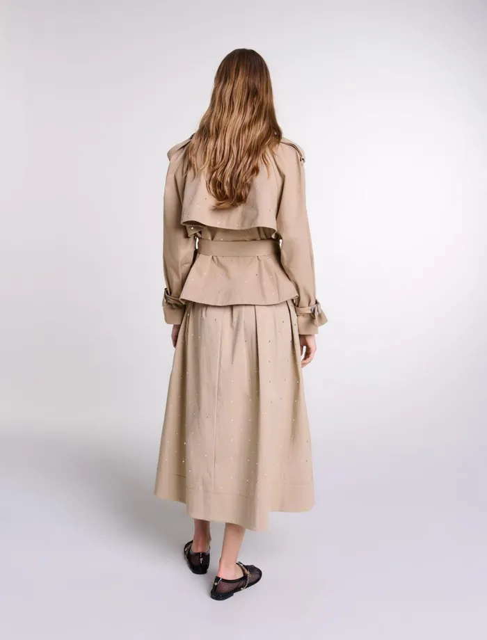 Coats Women Maje Short Studded Trench Coat Beige