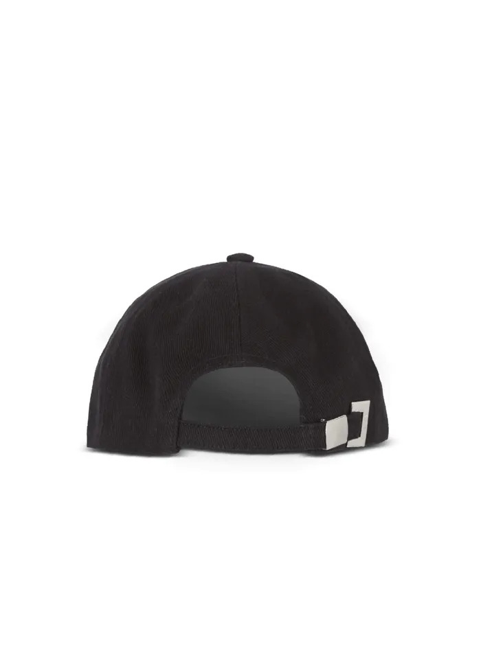 Cotton Cap With Signature Embroidery Black Men Balmain Hats And Caps
