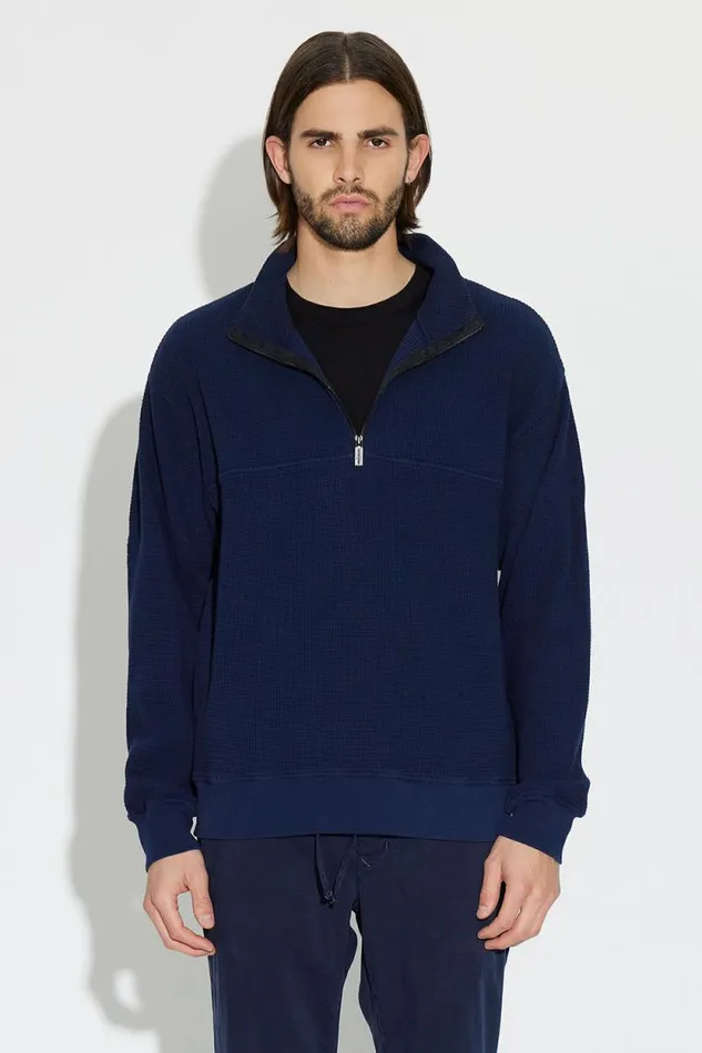 COTTON CITIZEN SHIRTS Cooper Half Zip Thermal Super Navy 8211 Men