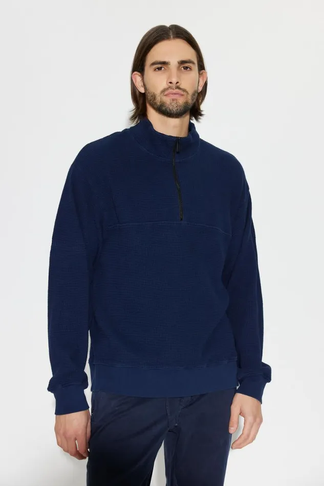 COTTON CITIZEN SHIRTS Cooper Half Zip Thermal Super Navy 8211 Men