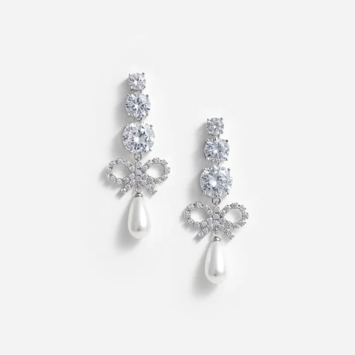 Crystal Bow Pearl Earrings Women Self Portrait Jewellery