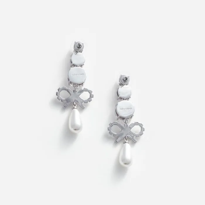 Crystal Bow Pearl Earrings Women Self Portrait Jewellery