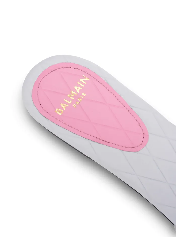 Dafne Calfskin Mules With Embossed Diamond White Women Balmain Flat Shoes