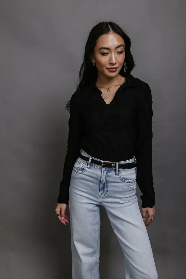 Darra Textured Top In Black Black Women Bohme Tees and Tanks