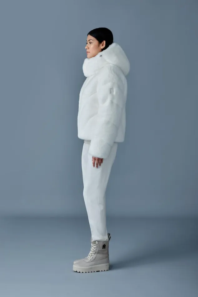 Downs and Jackets Women Mackage ANIK Brushed Fauxfur Down Jacket Cream